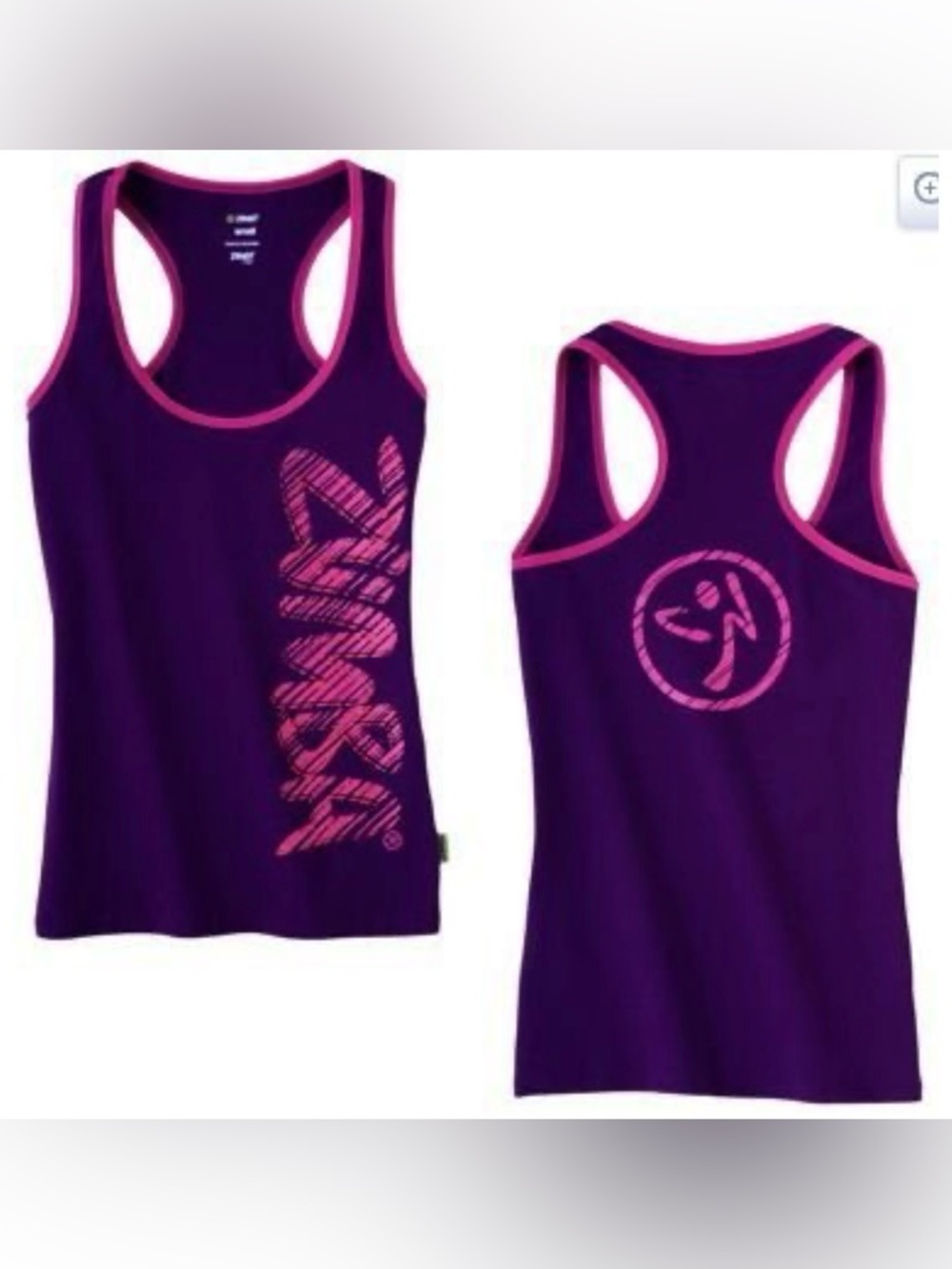 Zumba Fast Dash Racerback Tank - Purple with Pink Trim